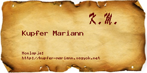Kupfer Mariann névjegykártya